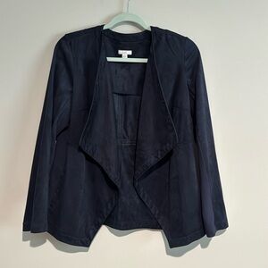 J. Jill‎ Women’s Faux Suede Open Draped Cardigan Jacket Navy Blue Size Small